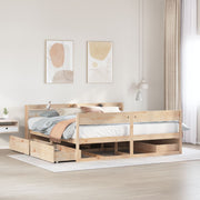 Bedframe massief grenenhout 200x200 cm met lades