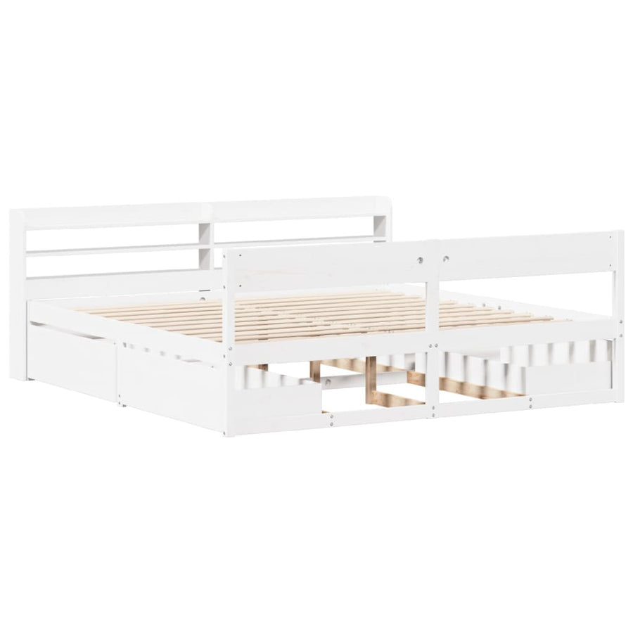 Bedframe zonder matras massief grenenhout wit 200x200 cm