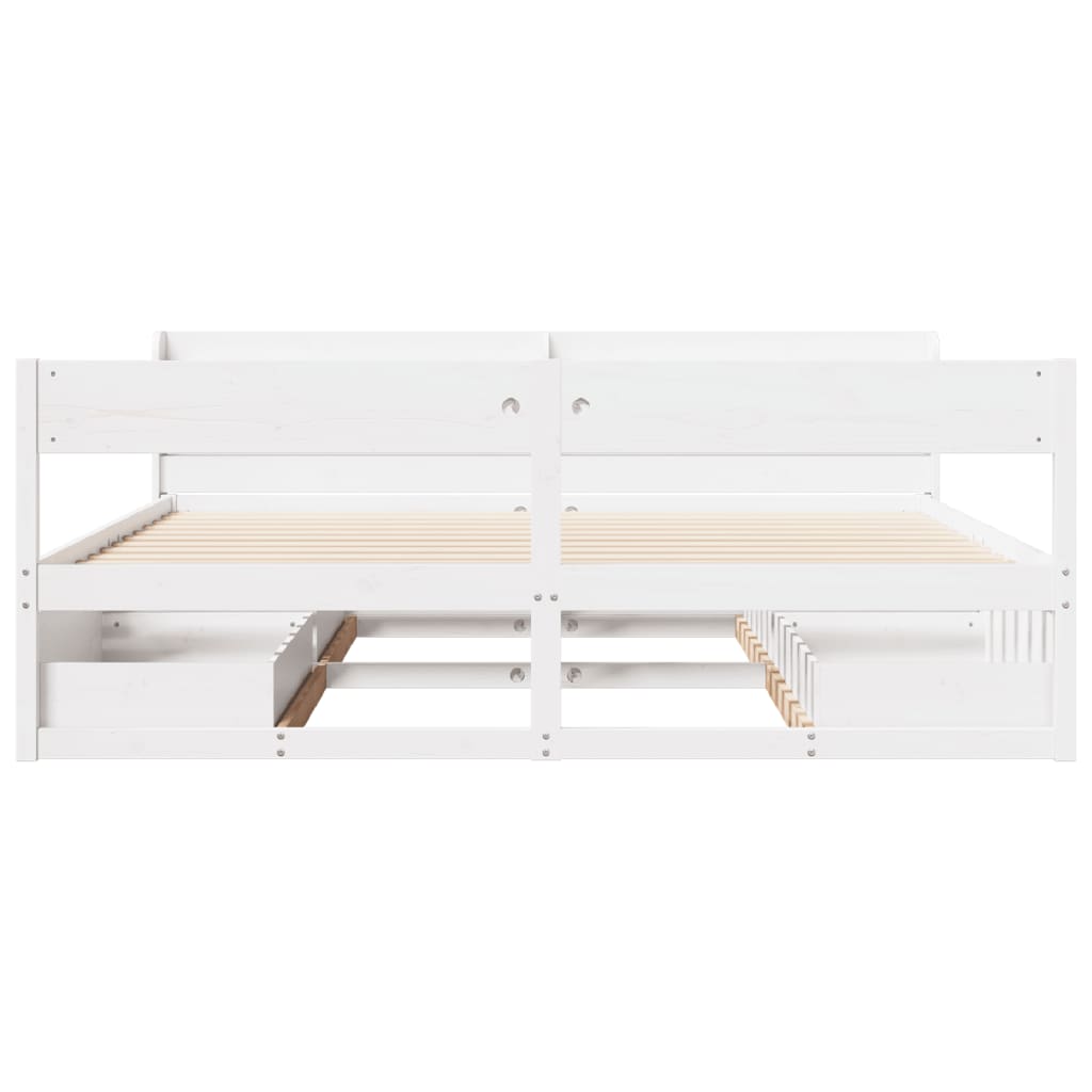 Bedframe zonder matras massief grenenhout wit 200x200 cm