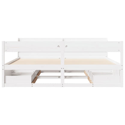 Bedframe zonder matras massief grenenhout wit 200x200 cm