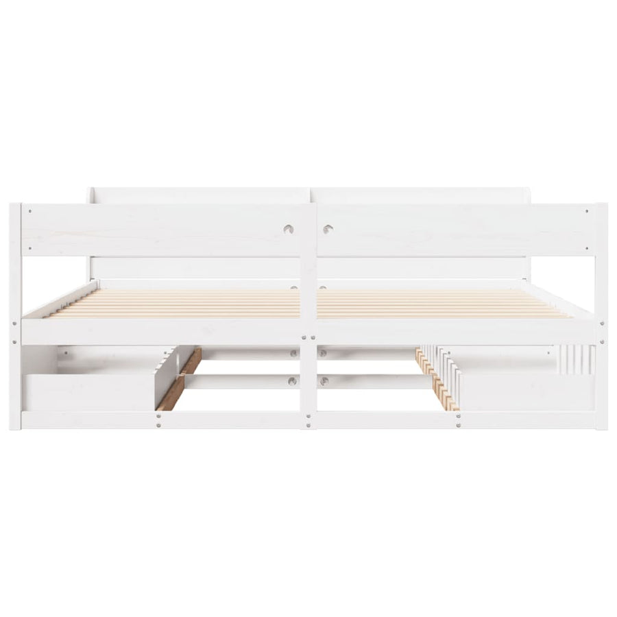 Bedframe zonder matras massief grenenhout wit 200x200 cm