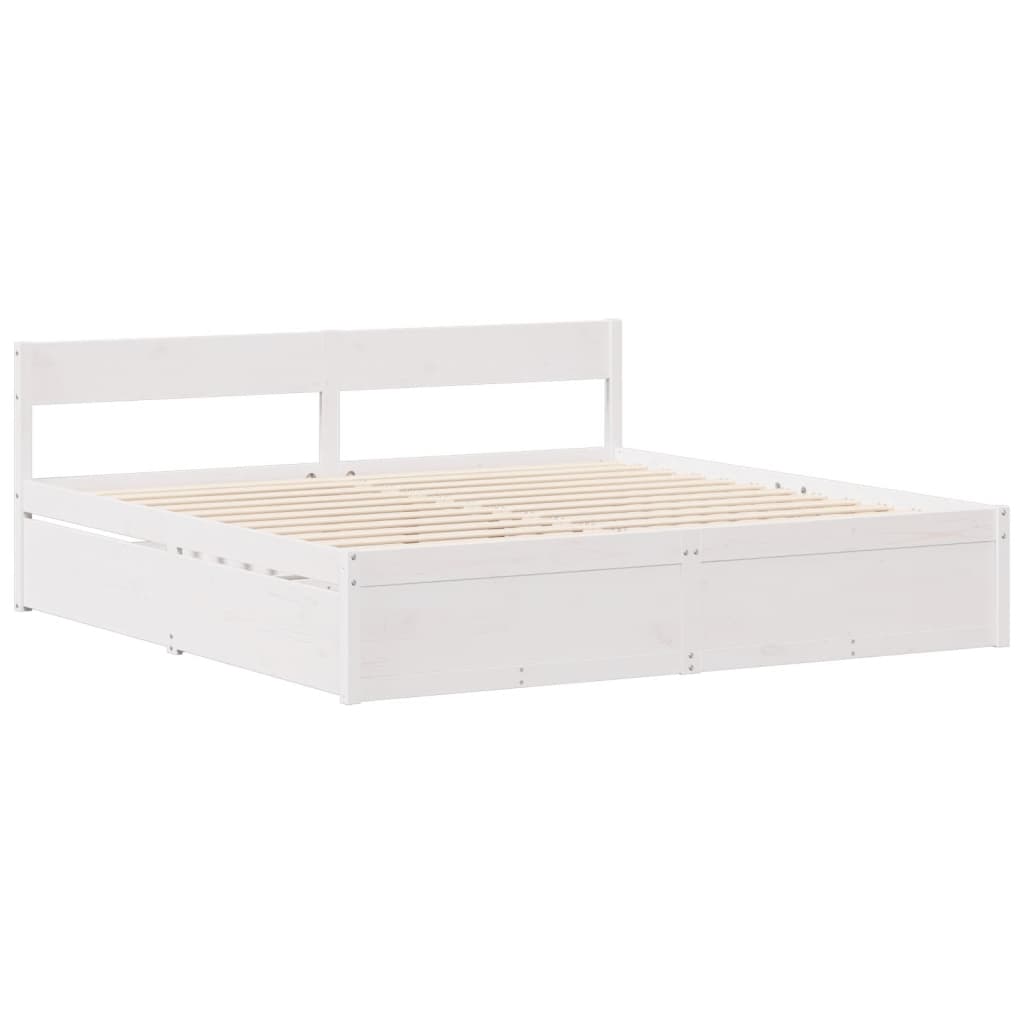 Bedframe zonder matras massief grenenhout wit 200x200 cm