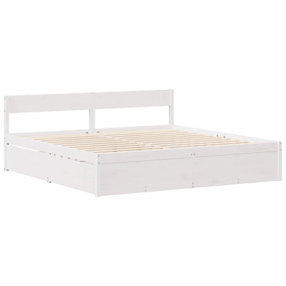 Bedframe zonder matras massief grenenhout wit 200x200 cm