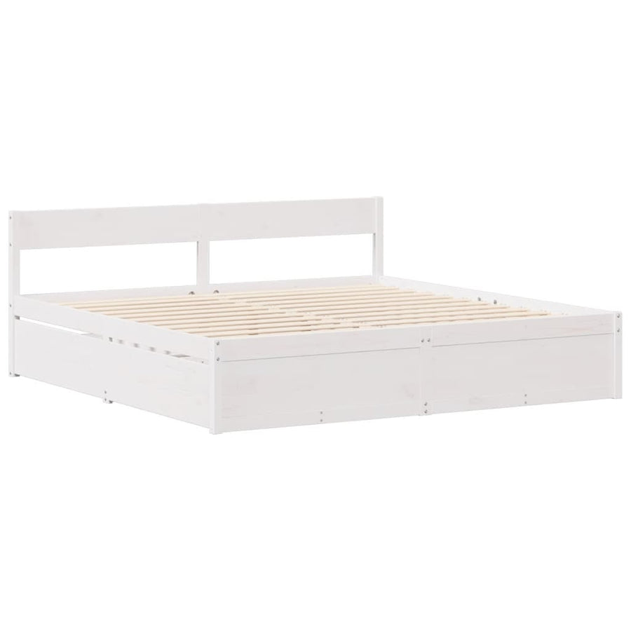 Bedframe zonder matras massief grenenhout wit 200x200 cm
