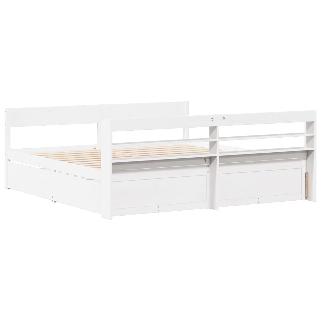 Bedframe zonder matras massief grenenhout wit 200x200 cm