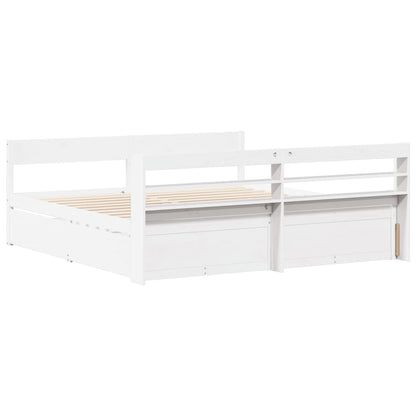 Bedframe zonder matras massief grenenhout wit 200x200 cm