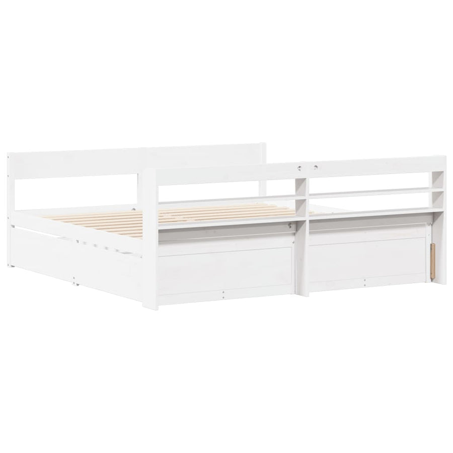 Bedframe zonder matras massief grenenhout wit 200x200 cm