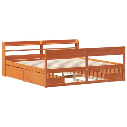 Bedframe zonder matras massief grenenhout wasbruin 200x200 cm