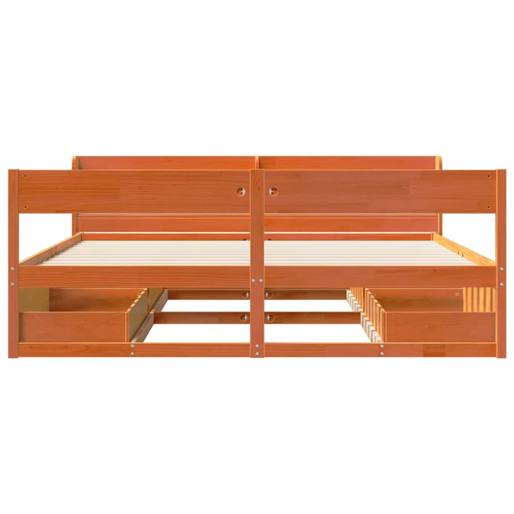 Bedframe zonder matras massief grenenhout wasbruin 200x200 cm