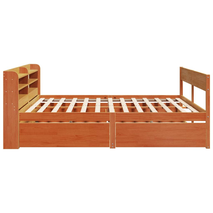 Bedframe zonder matras massief grenenhout wasbruin 200x200 cm