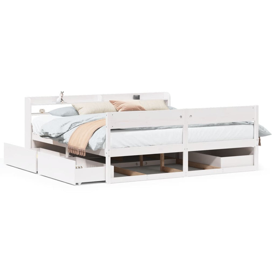 Bedframe zonder matras massief grenenhout wit 180x200 cm