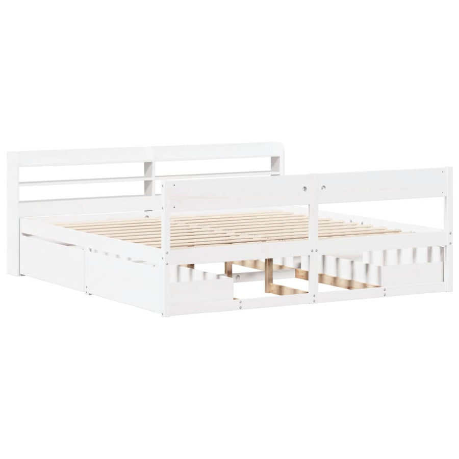 Bedframe zonder matras massief grenenhout wit 180x200 cm