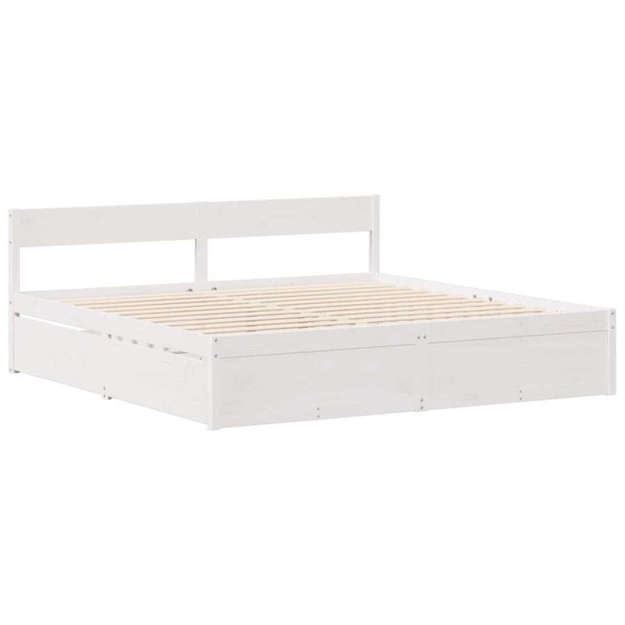Bedframe zonder matras massief grenenhout wit 180x200 cm