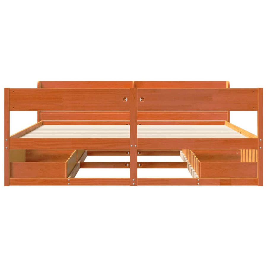 Bedframe zonder matras massief grenenhout wasbruin 180x200 cm