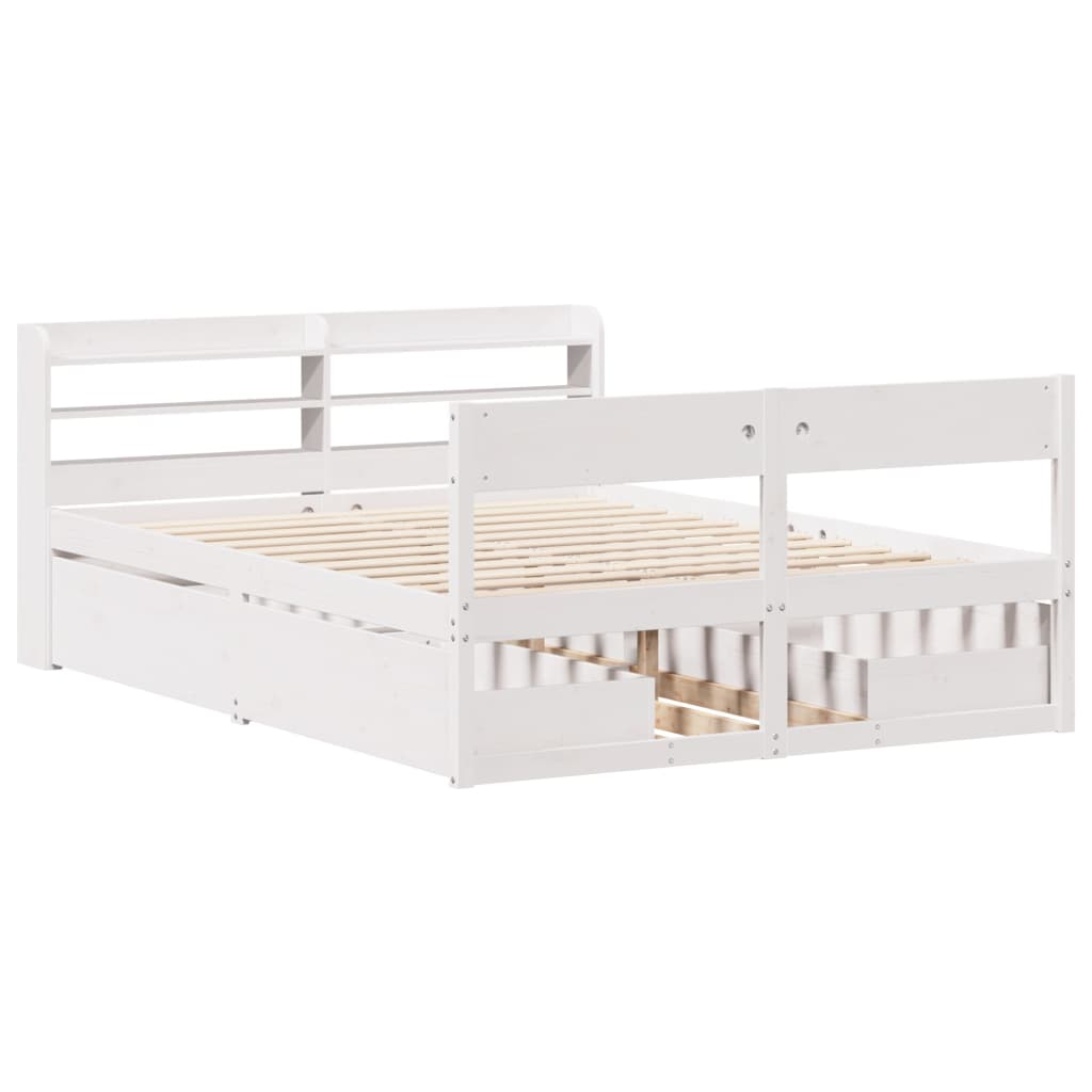 Bedframe zonder matras massief grenenhout wit 160x200 cm