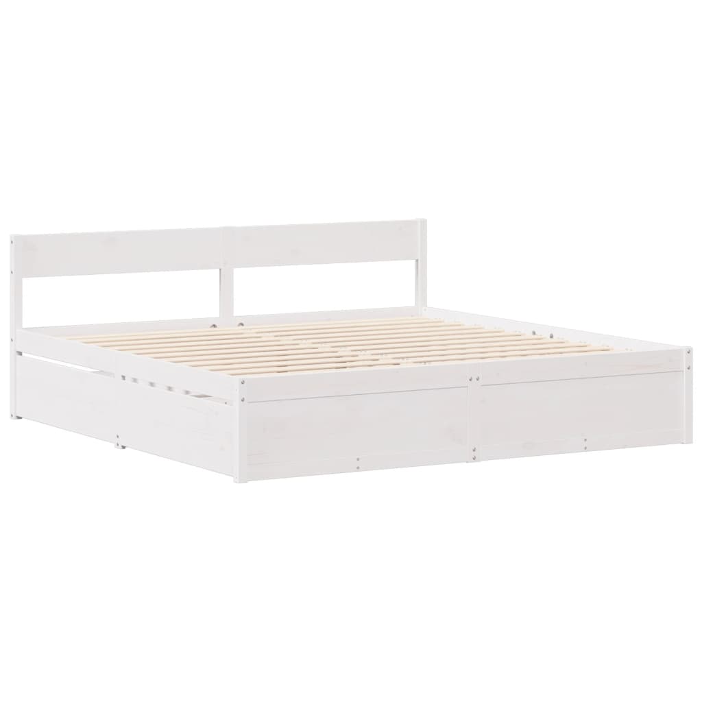 Bedframe zonder matras massief grenenhout wit 160x200 cm