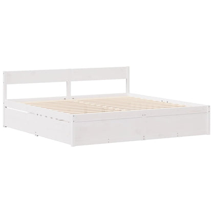 Bedframe zonder matras massief grenenhout wit 160x200 cm