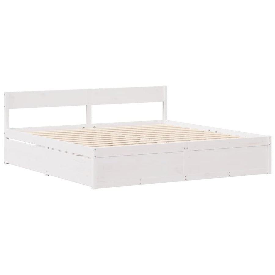 Bedframe zonder matras massief grenenhout wit 160x200 cm