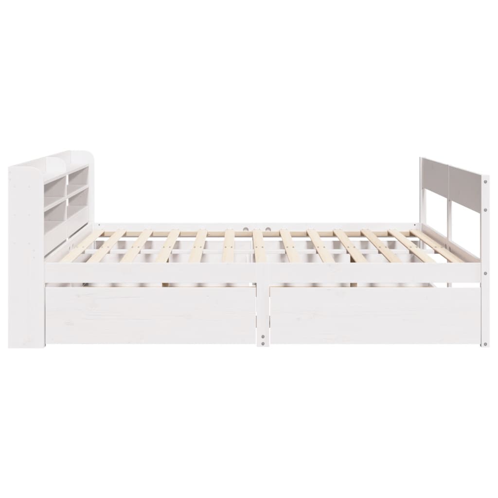 Bedframe zonder matras massief grenenhout wit 160x200 cm