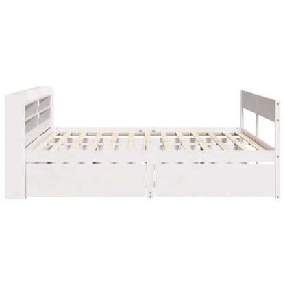 Bedframe zonder matras massief grenenhout wit 160x200 cm