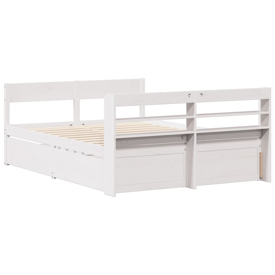 Bedframe zonder matras massief grenenhout wit 160x200 cm