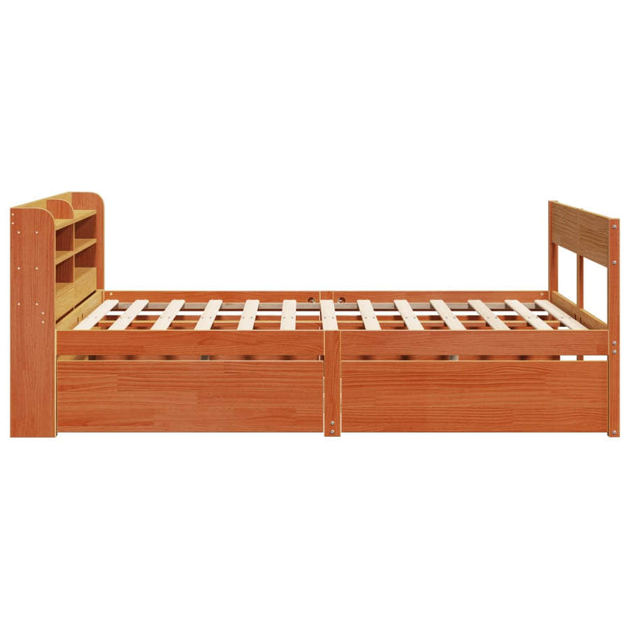 Bedframe zonder matras massief grenenhout wasbruin 160x200 cm