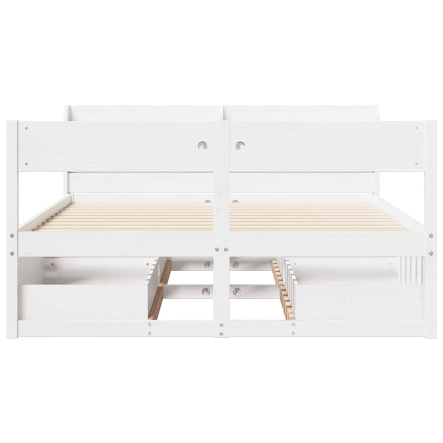 Bedframe zonder matras massief grenenhout wit 150x200 cm
