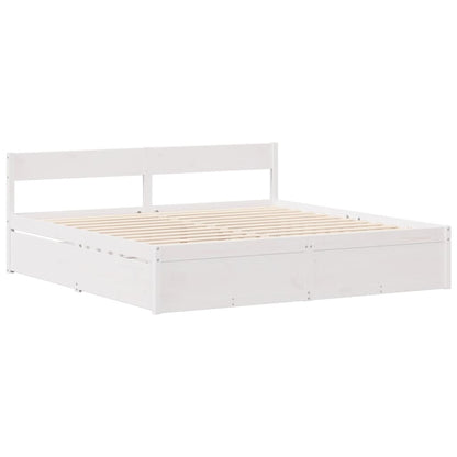 Bedframe zonder matras massief grenenhout wit 150x200 cm