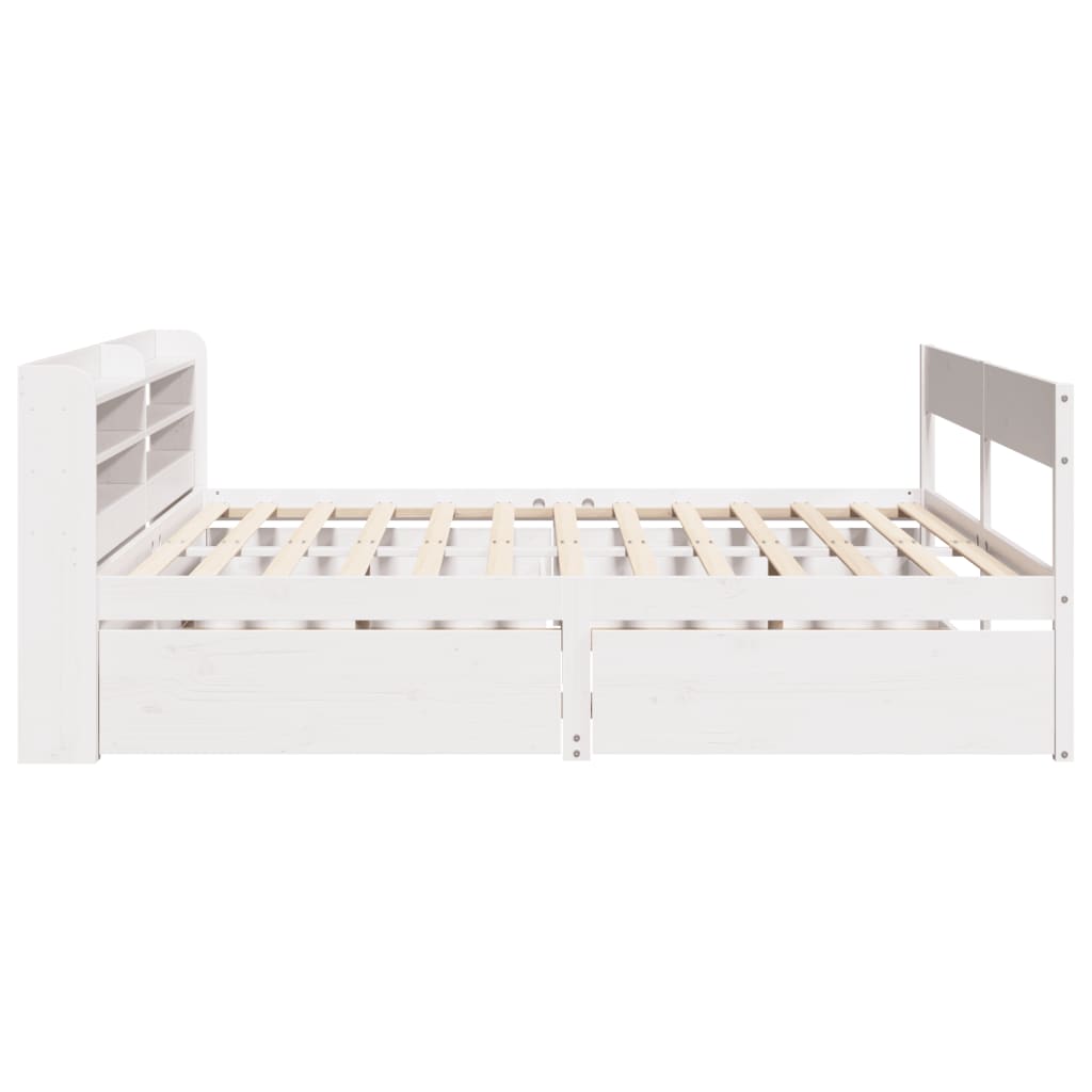 Bedframe zonder matras massief grenenhout wit 150x200 cm