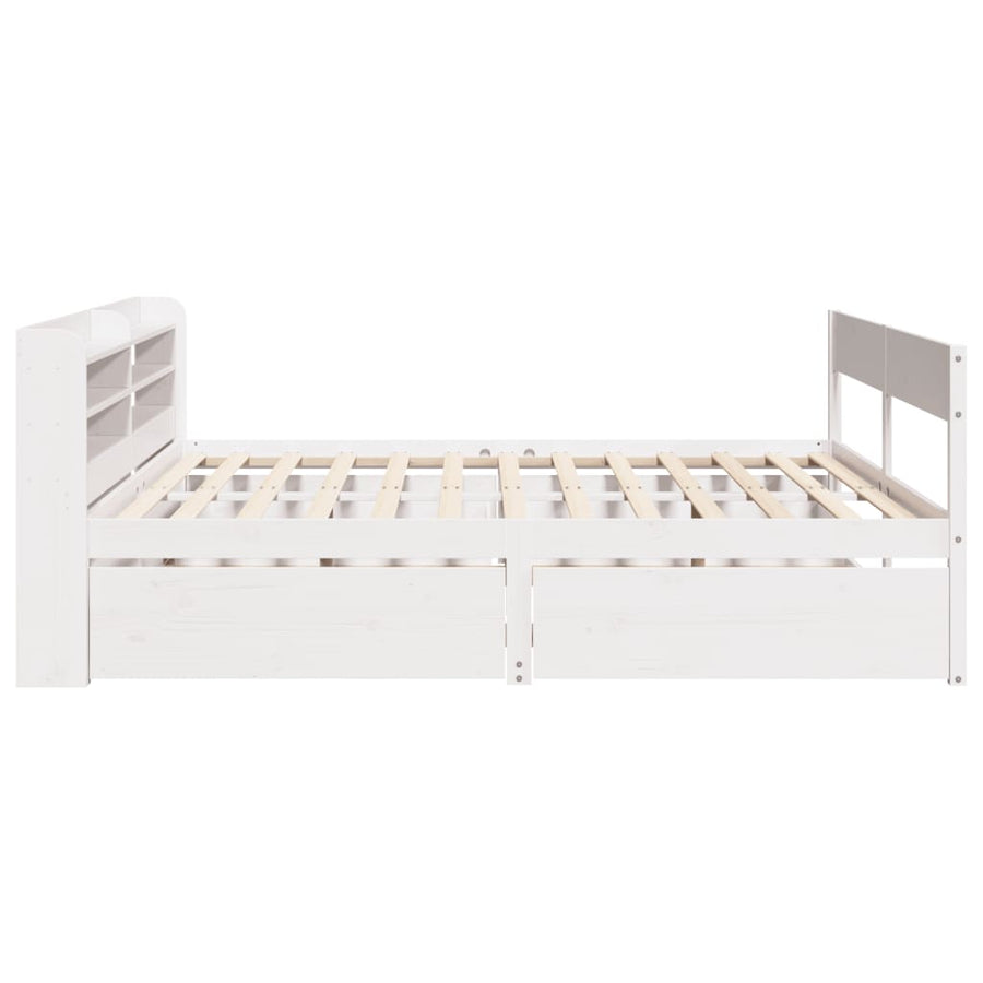 Bedframe zonder matras massief grenenhout wit 150x200 cm