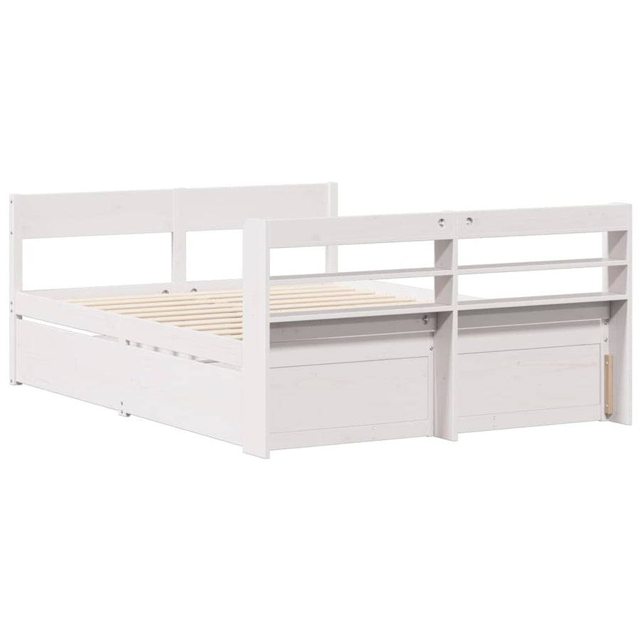 Bedframe zonder matras massief grenenhout wit 150x200 cm
