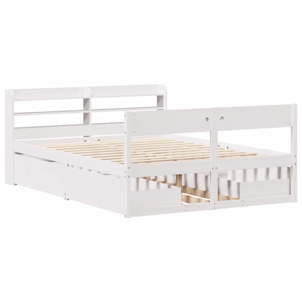 Bedframe zonder matras massief grenenhout wit 140x200 cm