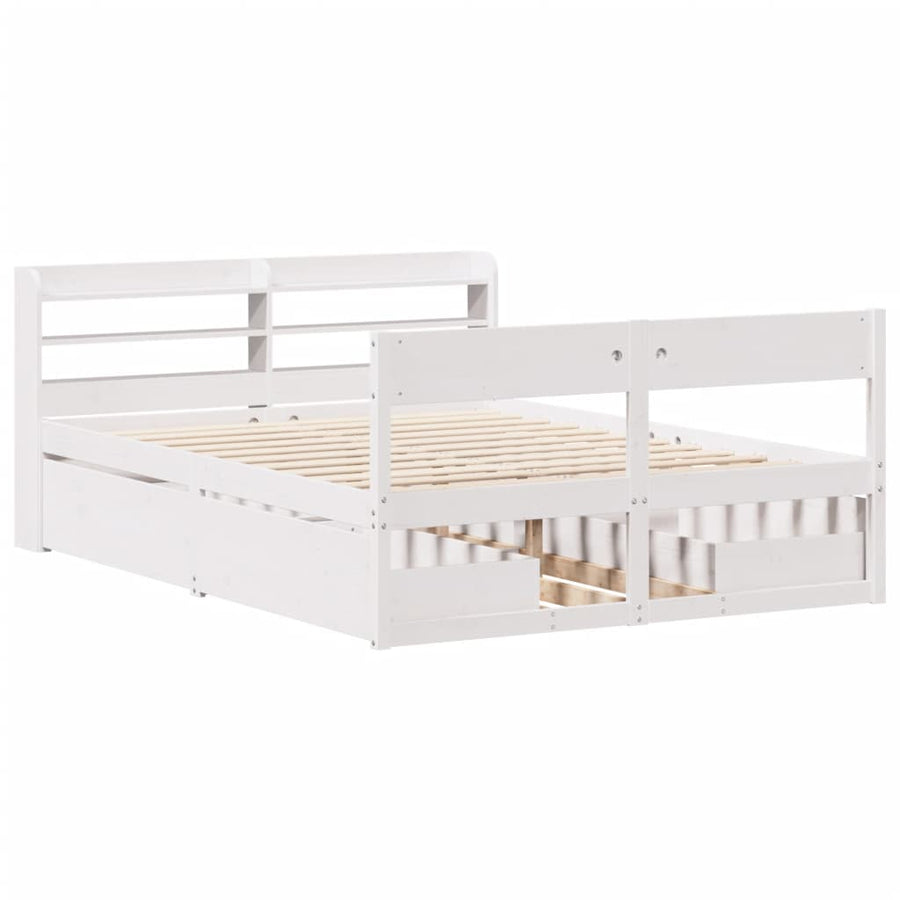 Bedframe zonder matras massief grenenhout wit 140x200 cm