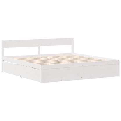 Bedframe zonder matras massief grenenhout wit 140x200 cm
