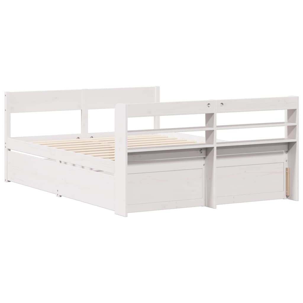 Bedframe zonder matras massief grenenhout wit 140x200 cm