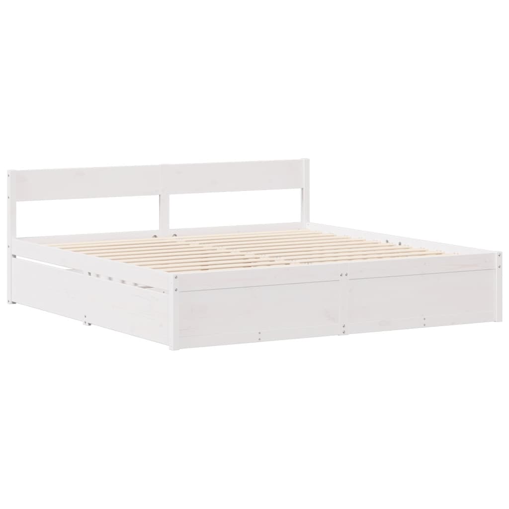 Bedframe zonder matras massief grenenhout wit 120x200 cm
