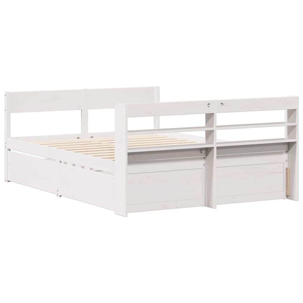 Bedframe zonder matras massief grenenhout wit 120x200 cm