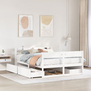 Bedframe massief grenenhout wit 120x200 cm