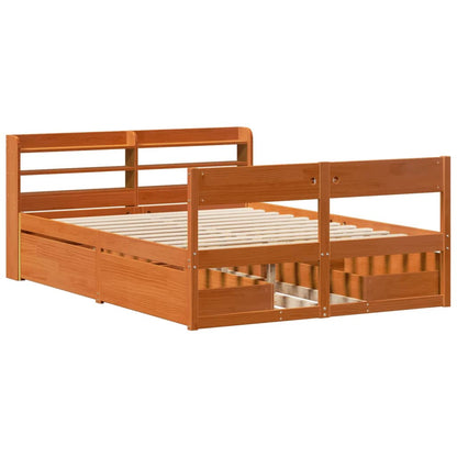 Bedframe zonder matras massief grenenhout wasbruin 120x200 cm