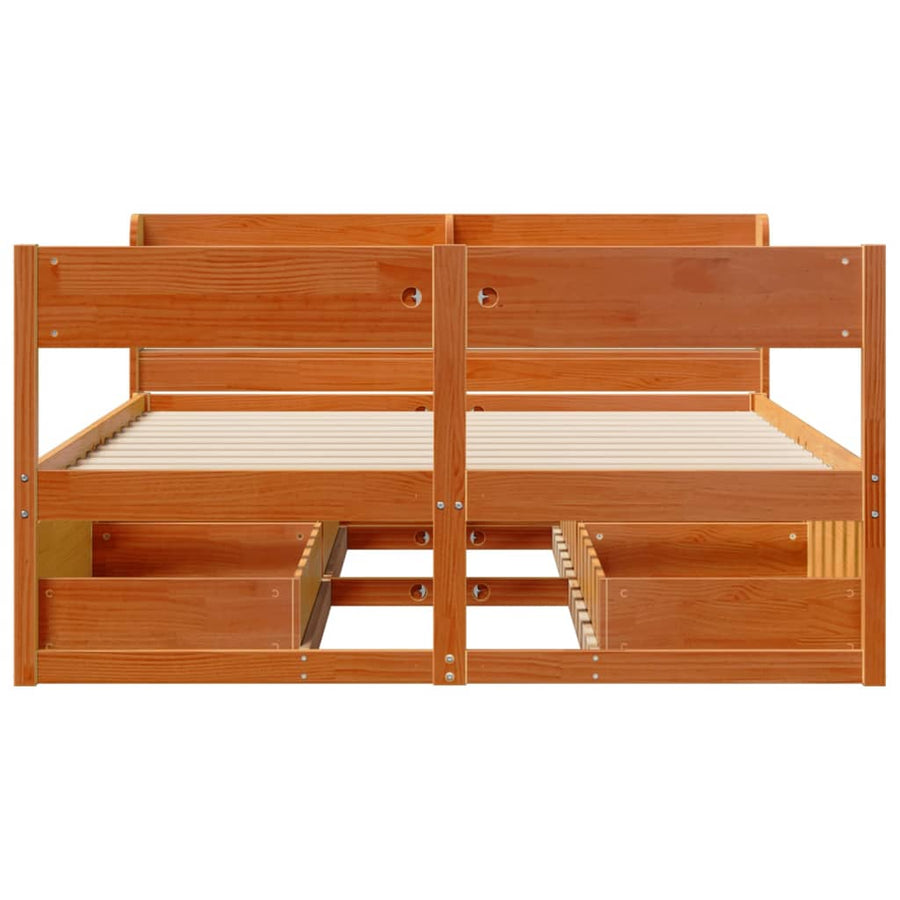 Bedframe zonder matras massief grenenhout wasbruin 120x200 cm