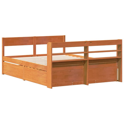 Bedframe zonder matras massief grenenhout wasbruin 120x200 cm