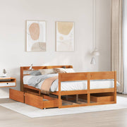 Bedframe massief grenenhout wasbruin 120x200 cm met lades