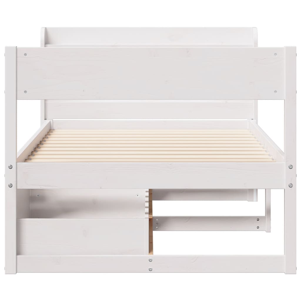 Bedframe zonder matras massief grenenhout wit 140x200 cm