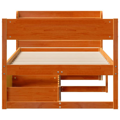 Bedframe zonder matras massief grenenhout wasbruin 100x200 cm