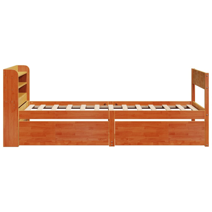 Bedframe zonder matras massief grenenhout wasbruin 100x200 cm