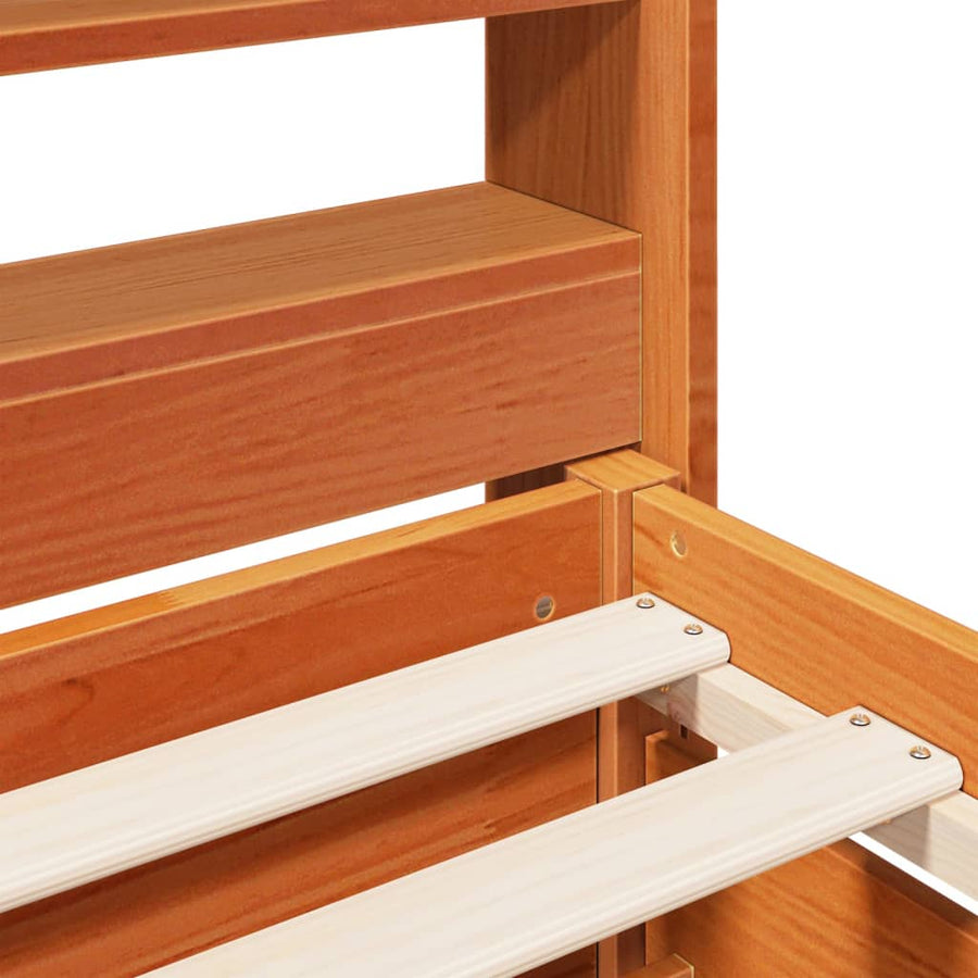 Bedframe zonder matras massief grenenhout wasbruin 100x200 cm