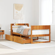Bedframe massief grenenhout wasbruin 100x200 cm