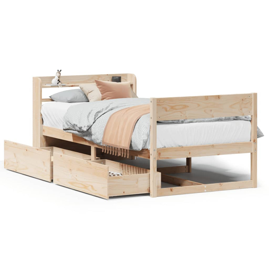 Bedframe zonder matras massief grenenhout 90x200 cm