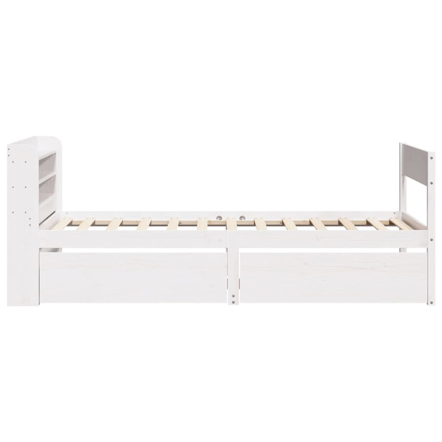 Bedframe zonder matras massief grenenhout wit 90x200 cm