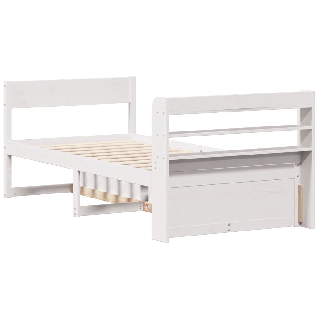 Bedframe zonder matras massief grenenhout wit 90x200 cm